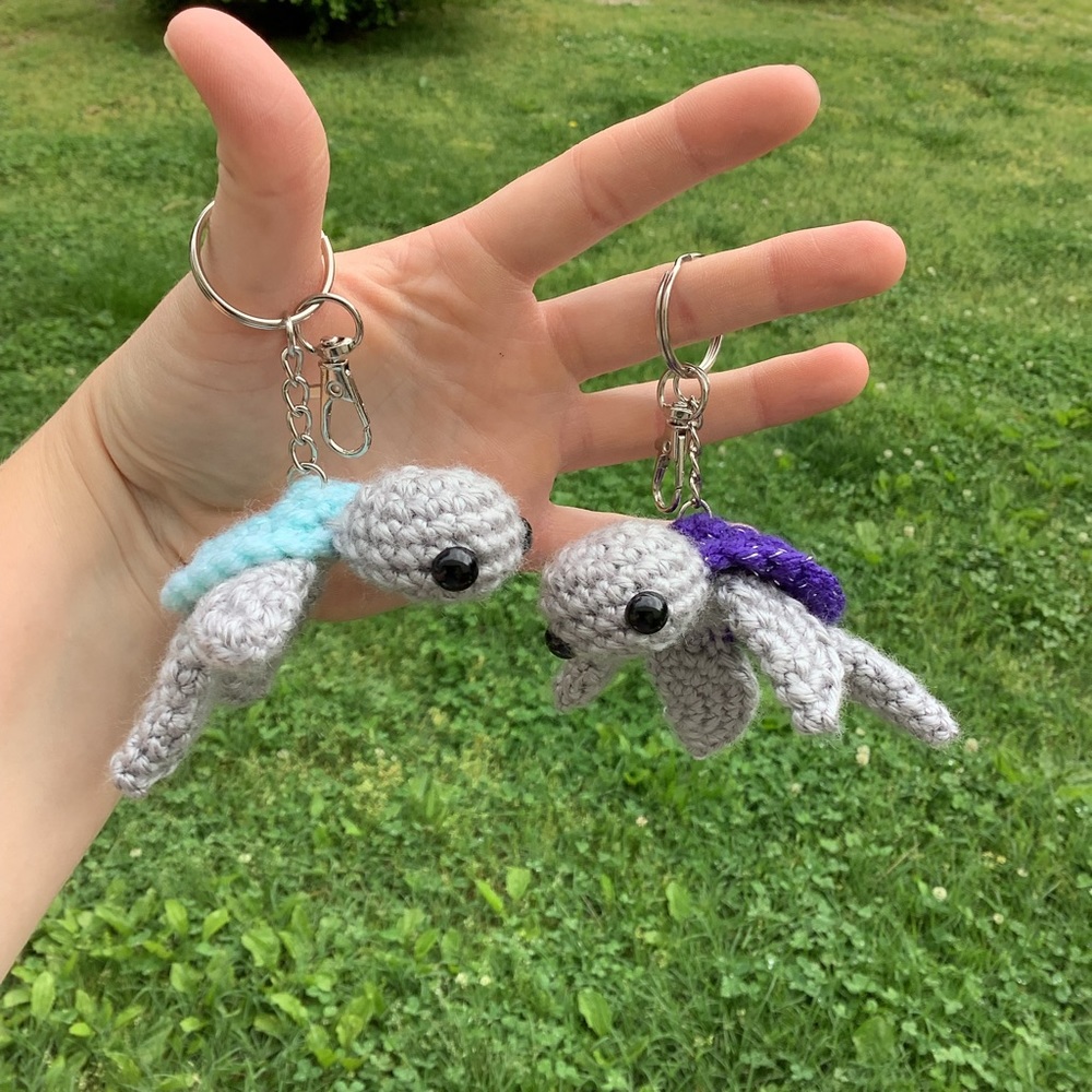 Sea turtle key chain hand crochet amigurumi hand made cochet